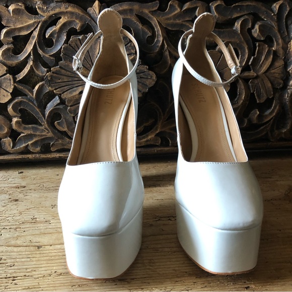 New NWT Schutz Renee Off White Patent Mary Jane Heel Platform Pump 11B $178 - Picture 7 of 17